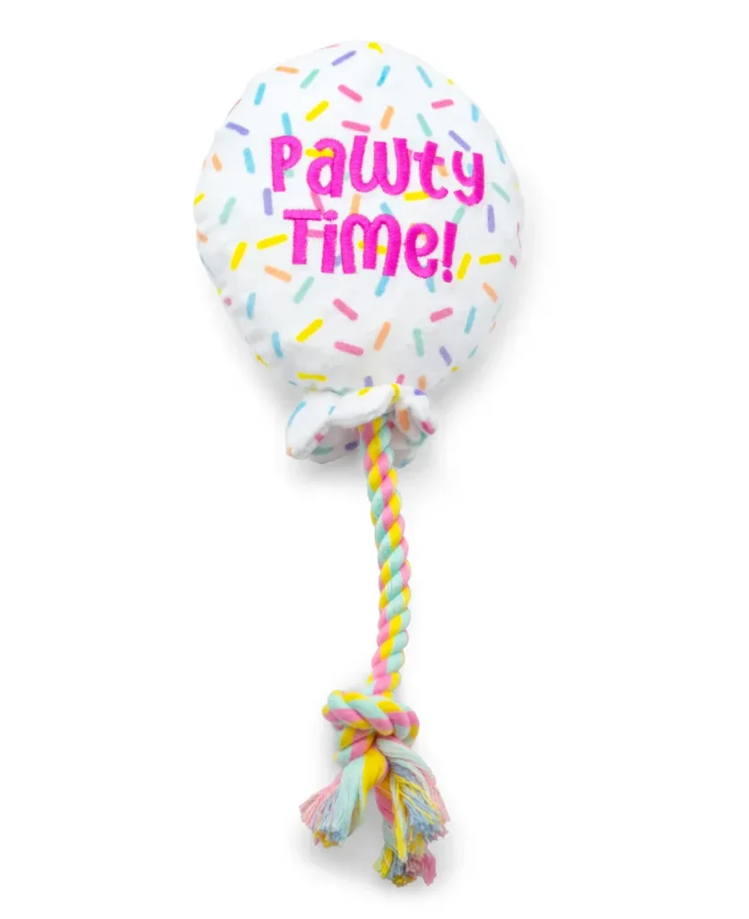 ThoozyPet Birthday Balloon Plush Dog Toy with Rope 7